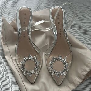 Gianni Bini Crystal-Embellished Silver Heels
